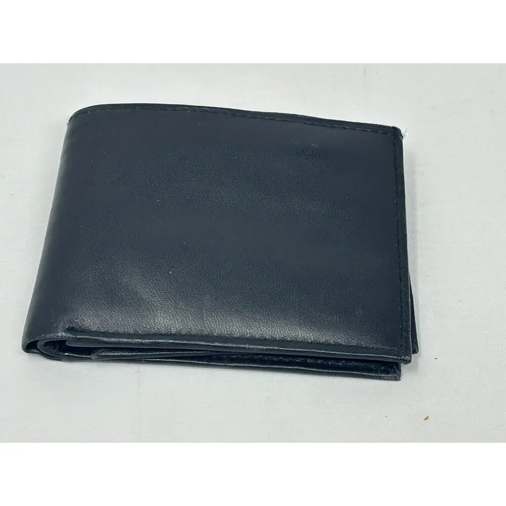 Black Leather Wallet‎ Bi-Fold w/ Fold Out 3.5